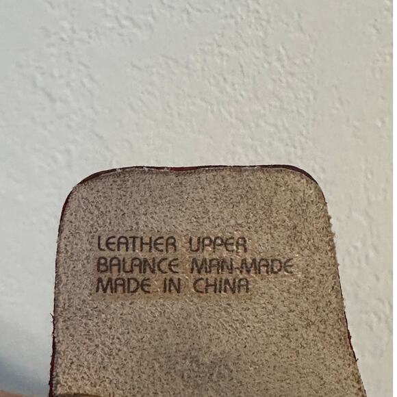 Earth Perforated Leather Slide Sandals Sand Antigua Bright Red - Picture 6 of 11